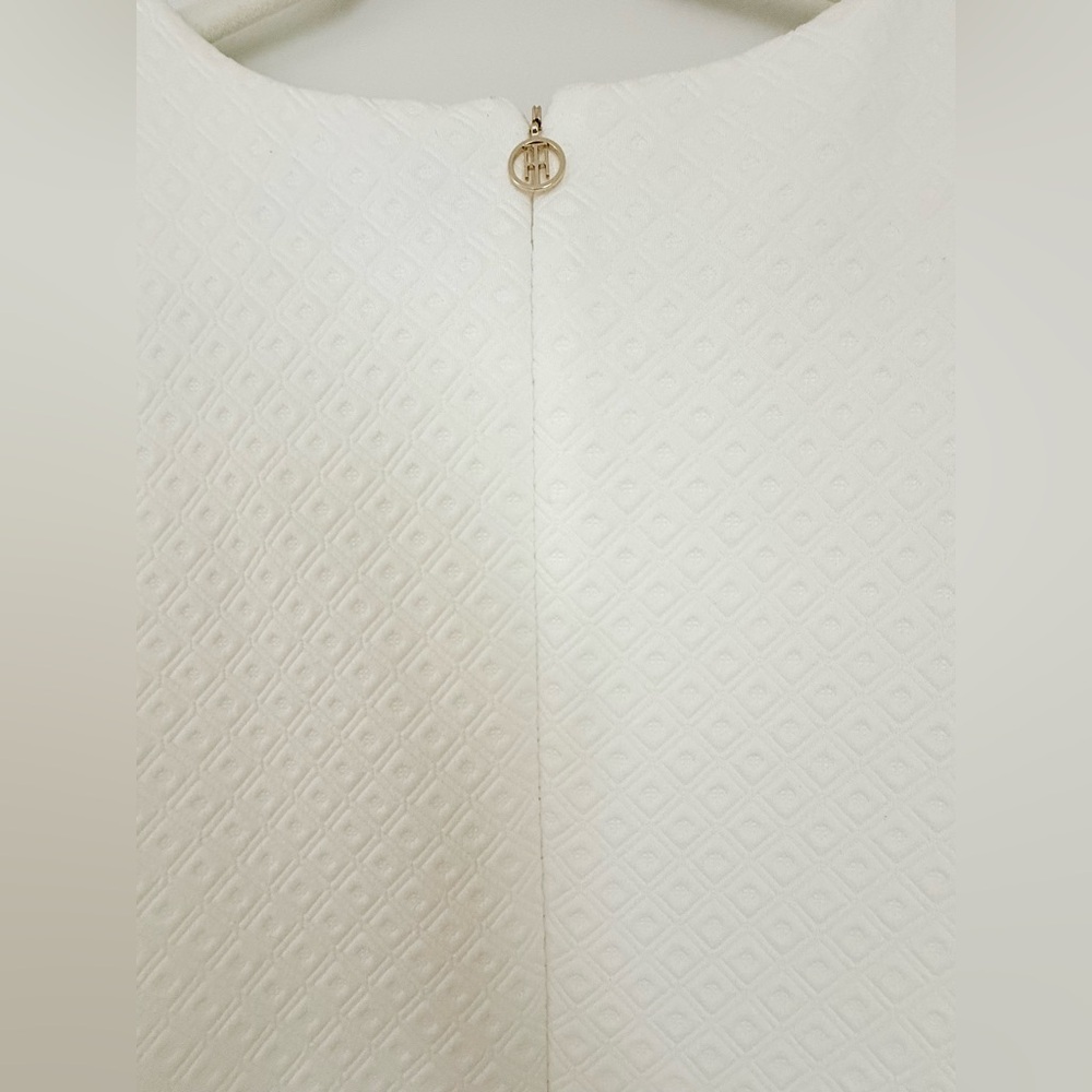 Tommy Hilfiger Diamond Textured Quilted Mod White Shift Dress size 10 - Picture 5 of 8